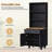 Farmhouse Storage Cabinet with Solid Wood Gourd Legs, Adjustable Shelves & 5-Tier Bookshelf with Drawer, Black-476791713