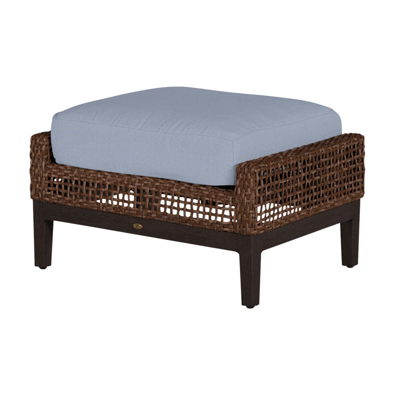 Repose-pieds d'extérieur tissé en osier Peninsule, Pas de passepoil + bourre standard, Perigold câpre rosé