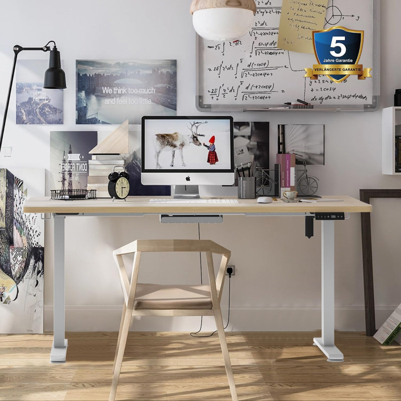 Poillucci Adjustable Metal Base Standing Desk, 72" H x 140" W x 70" D