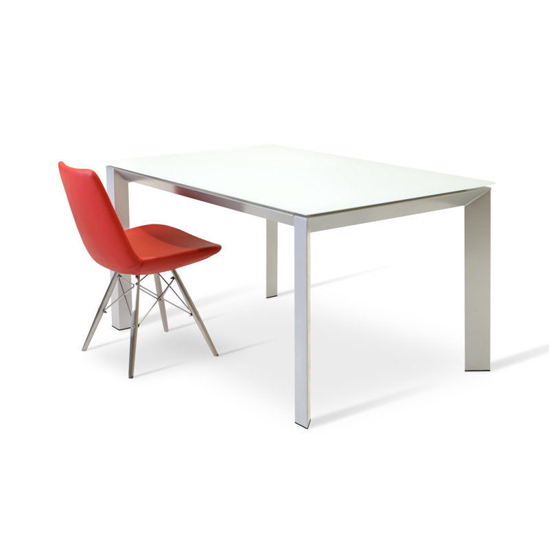 17'' H Faux Leather Upholstered Side Chair, Stainless Steel, Red PPM Leatherette