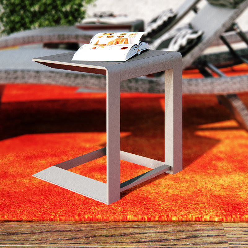 Harleen Square Metal Outdoor Side Table, Orange, 17" H x 16" W x 16" D