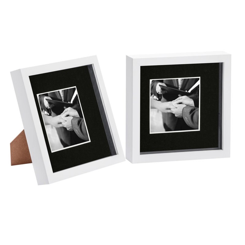 Nicola Spring - 3D Box Photo Frames - Mount, 22.5cm H x 22.5cm W x 3.5cm D, Black/White