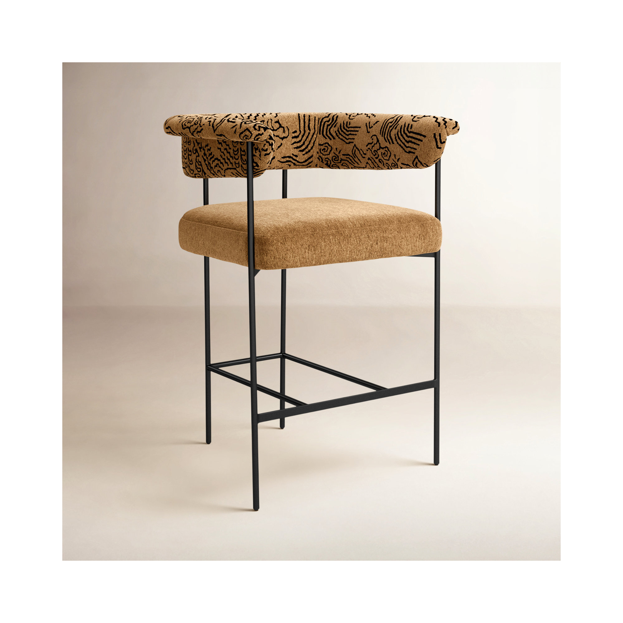 Lyssa Counter and Bar Stool, Abstract, Brown, Counter Stool (26.5" Seat Height)