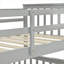 Lit superposé simple au-dessus d'un lit double en bois massif gris classique avec tiroirs de rangement, échelle et garde-corps pour chambres