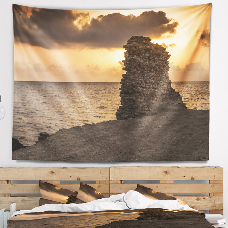 Tapisserie à coucher de soleil ruins, H 50 po x l 60 po