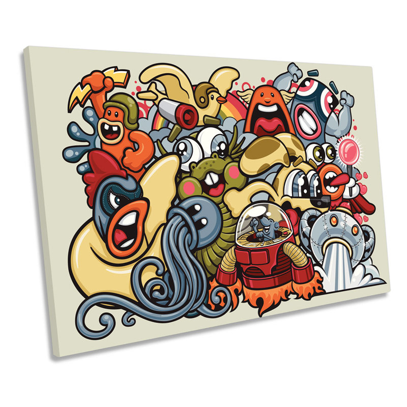 Urban Graffiti Characters - Wrapped Canvas Print, 50.8cm H x 76.2cm W x 2cm D