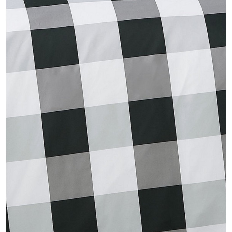 Ensemble de style campagnard en microfibre Buffalo, À damier noir, Édredon pour lit simple TG + 1 taie décorative