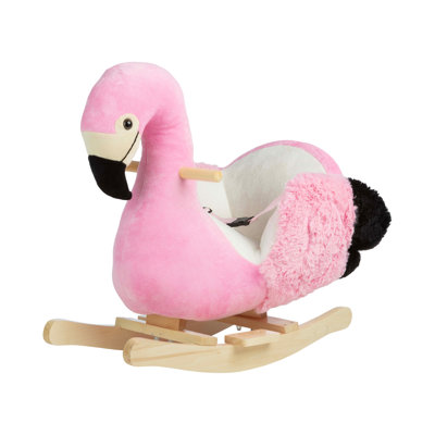 Rocking Horse - Plush Flamingo Ride on Toys with Seat and Handles - Wooden Rocking Horse for Kids 18 Months and Up - Baby Toys (Pink)