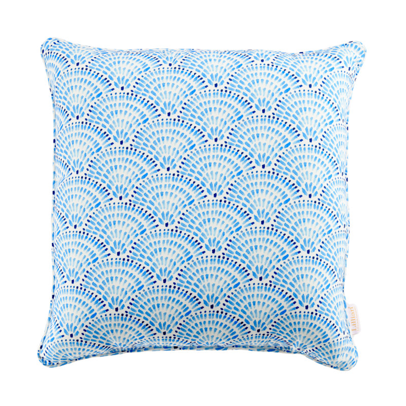 Lillian Reversible 20x20" Throw Pillow, Watercolor Shells Navy Geometric Shapes