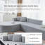Canapé modulaire confortable en forme de L, tissu gris pour des espaces de vie polyvalents