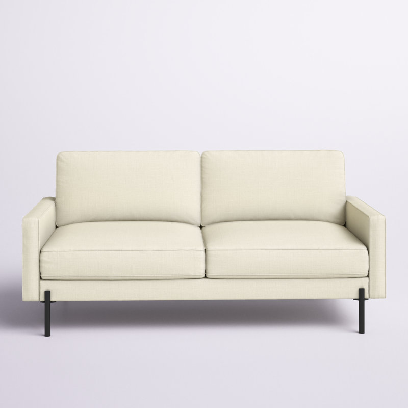 Canapé à accoudoirs carrés en lin 71,1 po Arban, 100 % lin beige naturel