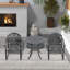 Ensemble de mobilier de salle à manger en aluminium coulé toutes saisons avec cadre noir-1931632799