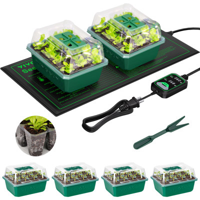 Ensemble de 6 plateaux de démarrage à 72 cellules avec tapis chauffant pour semis de 10 po x 20,75 po