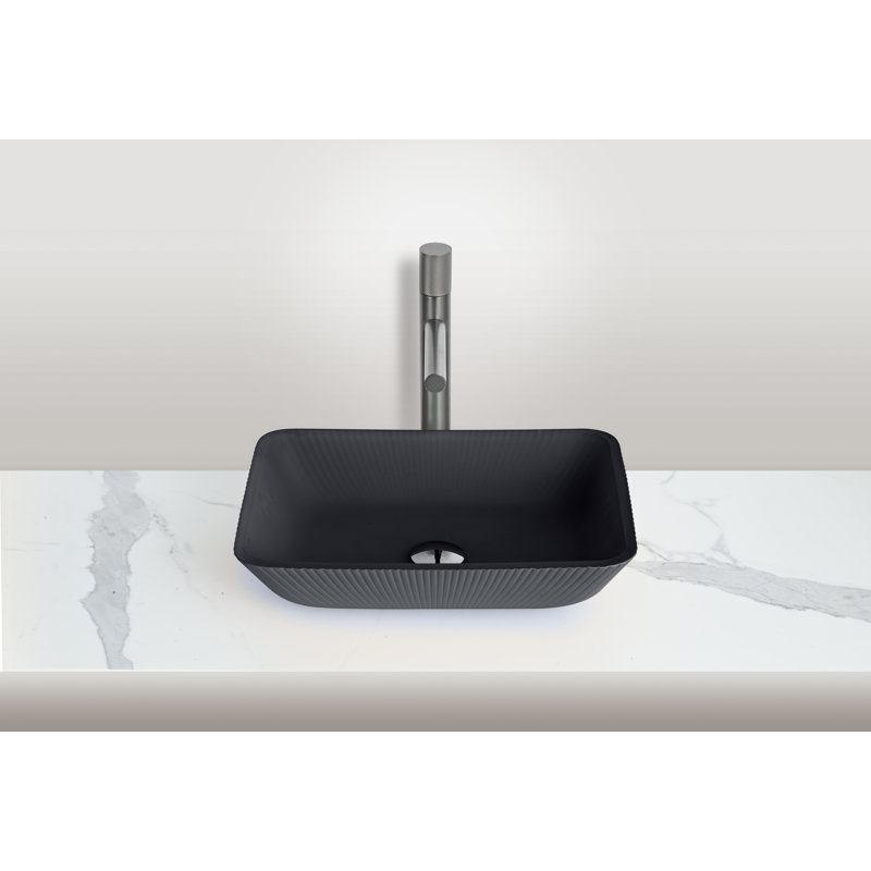 Lavabo de salle de bain rectangulaire en verre trempé 18 ", Noir