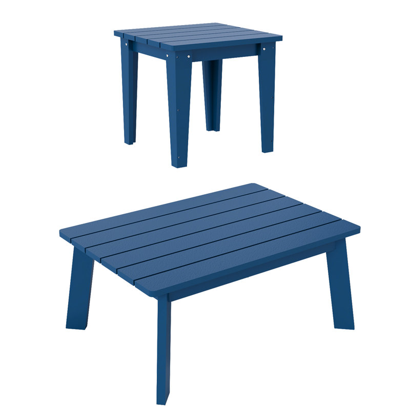 Table basse d'extérieur 2 pièces Hdpe, Blue/White
