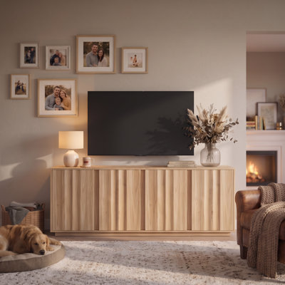 63''W Modern Fluted Sideboard with Adjustable Shelves