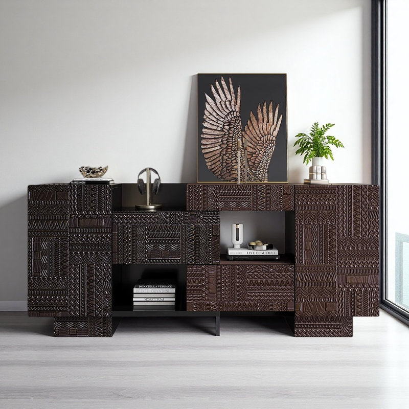 Armoire télescopique luxueuse de style italien, Noir / Café
