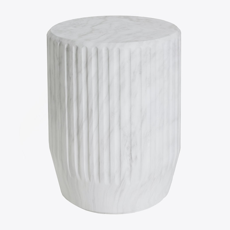 Table d'appoint d'extérieur sculptée Cicci, blanc, White