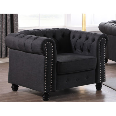 Fauteuil en lin touffeté 39 po