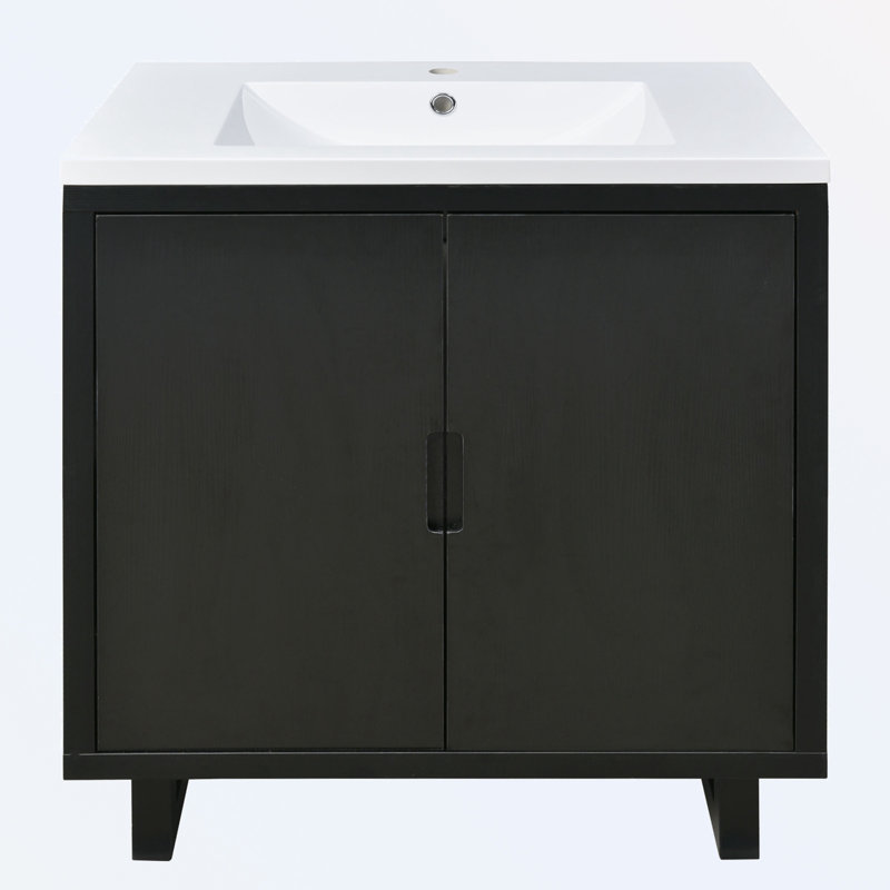 Armoire de salle de bain autoportante Nickhi, Noir