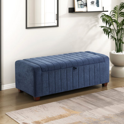 Banc contemporain avec espace de rangement en tissu bouclé et contreplaqué gris