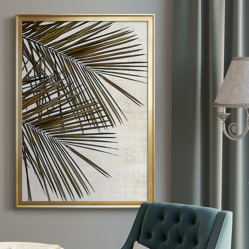 Palm I - peinture sur toile encadrée, Cadre doré, H 30,5 po x l 42,5 po x P 1,5 po