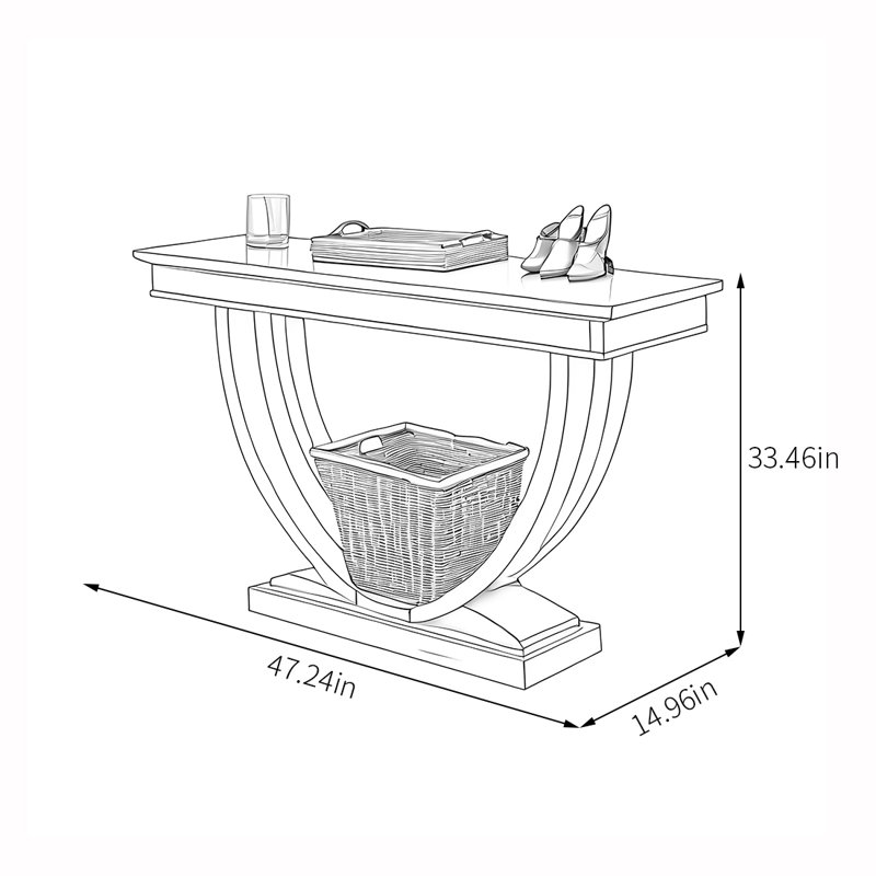 American-style semi-circular base console table