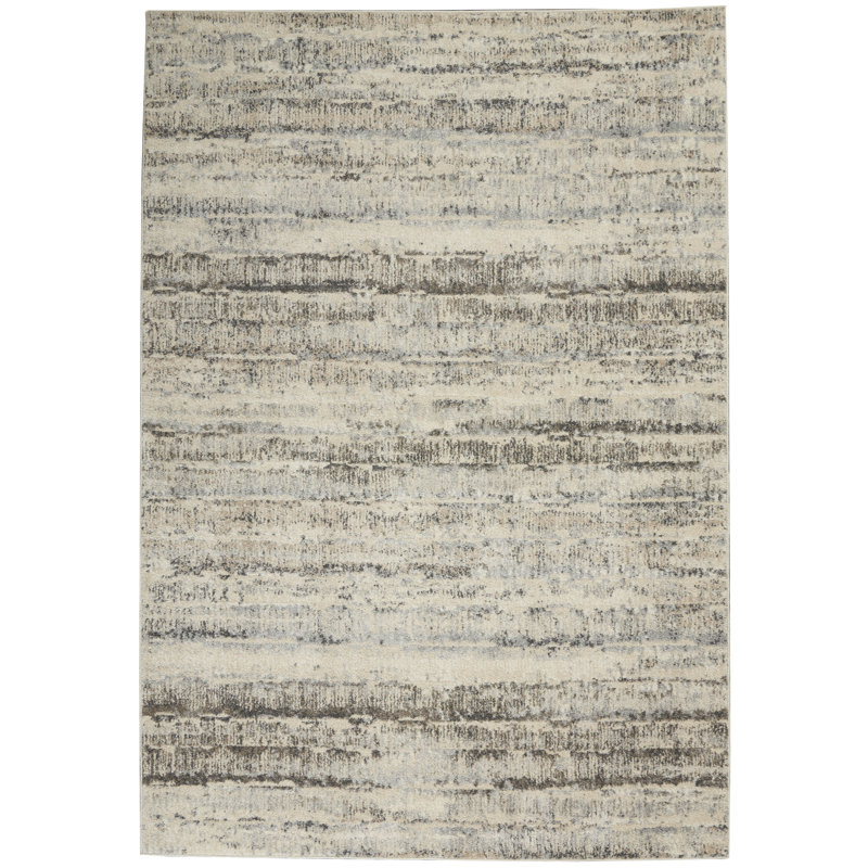 Calvin Klein Etched Ivory Beige Contemporary Indoor Rug, Rectangle 3'2" x 5'