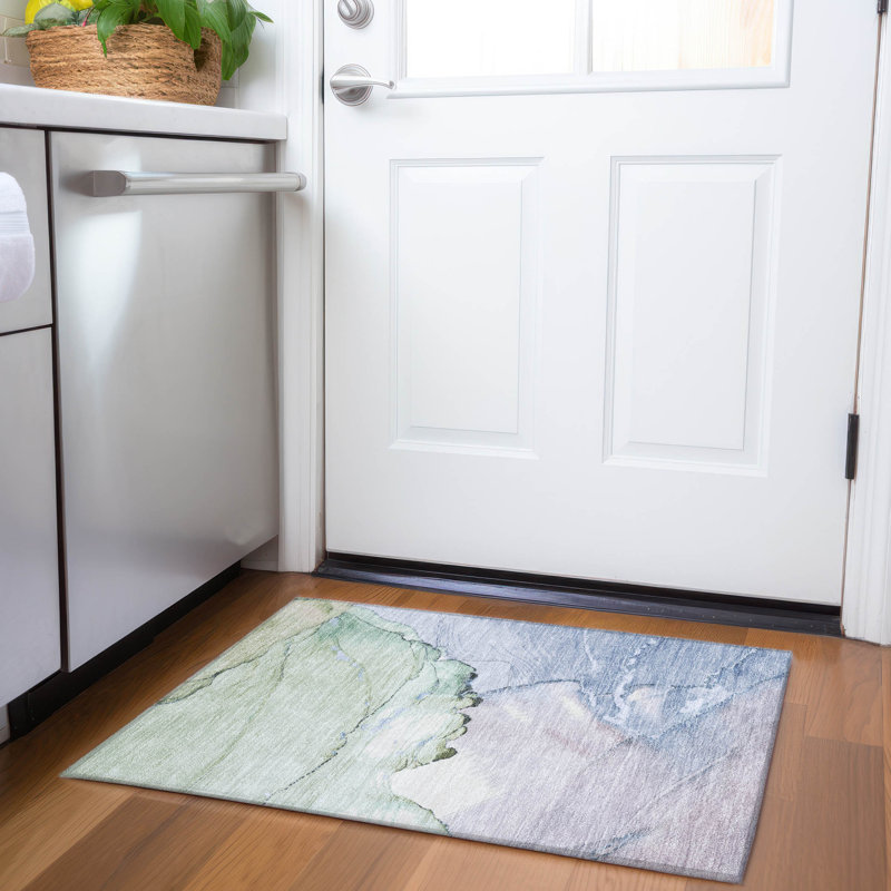 Tapis intérieur / extérieur Xhevrie lavable à la machine, Rectangle 1 pi 8 po x 2 pi 6 po