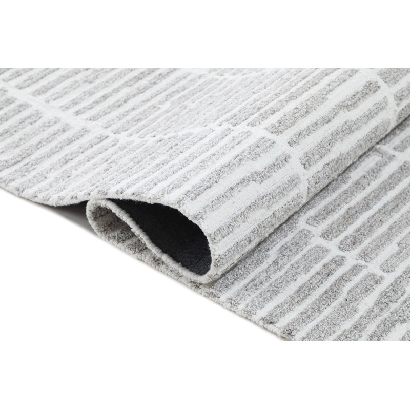 Finton Hand Tufted Striped Indoor Rug, Rectangle 8' x 10'