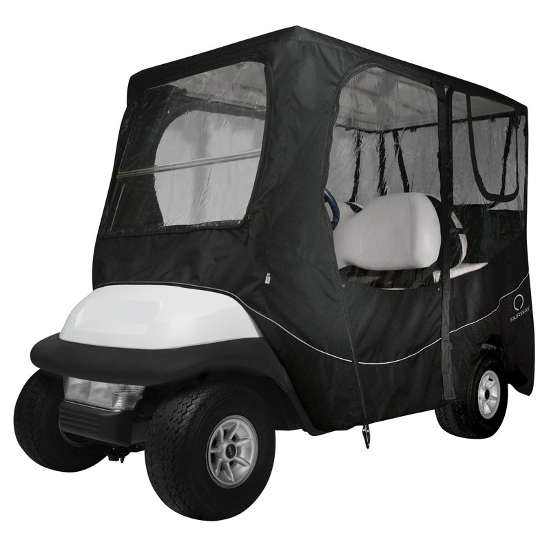 Fairway Zipper Mildew Resistant Golf Cart Cover By Classic Accessories, Black, Short