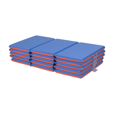ECR4Kids Premium Folding Rest Mat, 3-Section, 2in, Sleeping Pad, 5-Pack