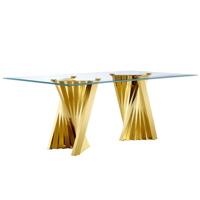 Trona Glass Top Metal Base Dining Table