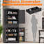 Armoire de rangement pour couture et loisirs créatifs de 183 cm de haut avec étagères réglables, armoire multifonctionnelle pour atelier de couture ou bureau à domicile, noire