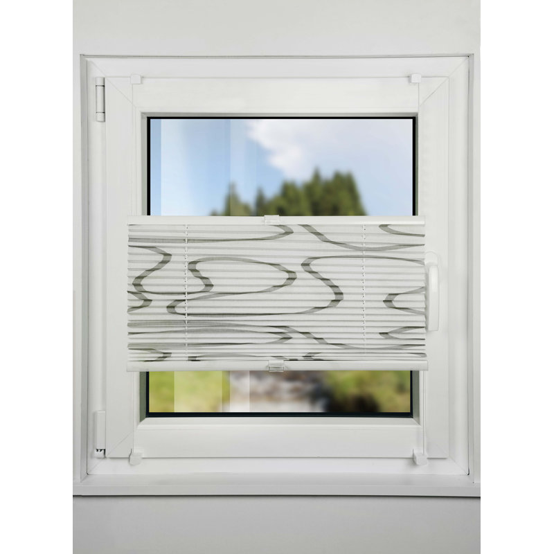 Life Klemmfix Room Darkening Pleated Blind, 130cm L x 120cm W, White/Taupe