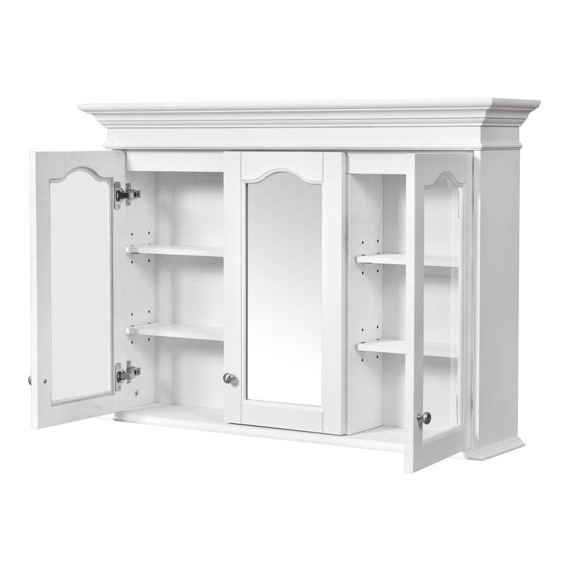 Armoire à pharmacie 40 "avec miroir, armoire de rangement pour salle de bain avec porte miroir et tablettes, armoire de salle de bain murale avec portes en verre
