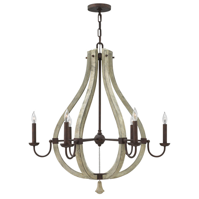 Middlefield Rustic Chic 6-Light Empire Chandelier in Iron Rust and Weathered Ash