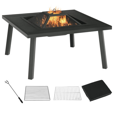 Foyer d'extérieur au feu de bois en acier H 20,5 po x l 33,75 po