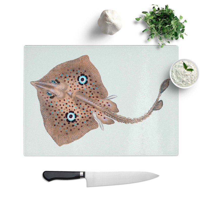 Tempered Glass Ray Chopping Board, 28.5 cm W x 20 cm L