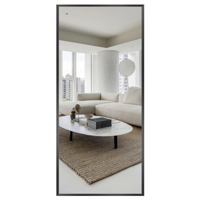 Talma Wood Flat Mirror, 71" H x 32" W, Black