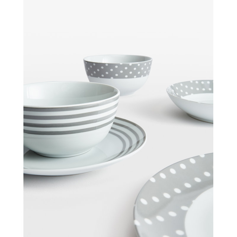 Waterside 80pc Grey Heart Porcelain & Cutlery Combo Dinner Set