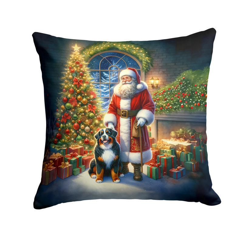 Coussin Bernese Mountain Dog and Santa Claus, H 18 po x l 18 po