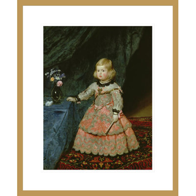 «The Infanta Margarita Teresa of Espagne» dans une robe rouge par Diego Velázquez, impression giclée encadrée