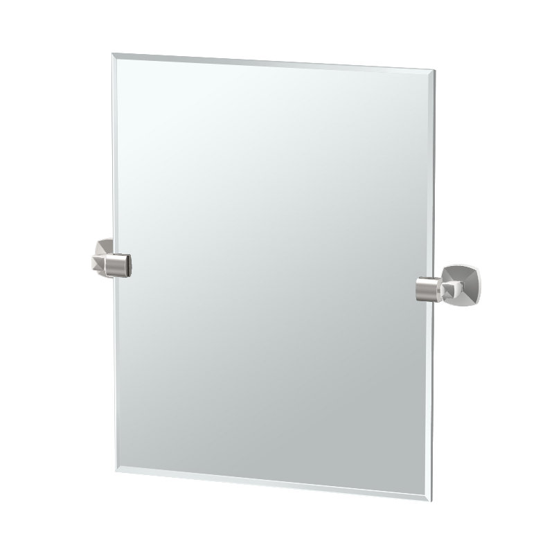 Miroir de salle de bain Jewel Pivotant et bord biseauté, Nickel satiné