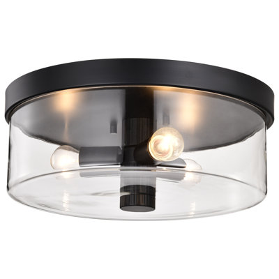 Nilza - 15 Inch Flush Mount - Matte Black with Clear Glass