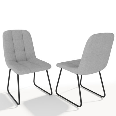 47cm H Fabric Upholstered Upholstered Back Side Chair in Grey