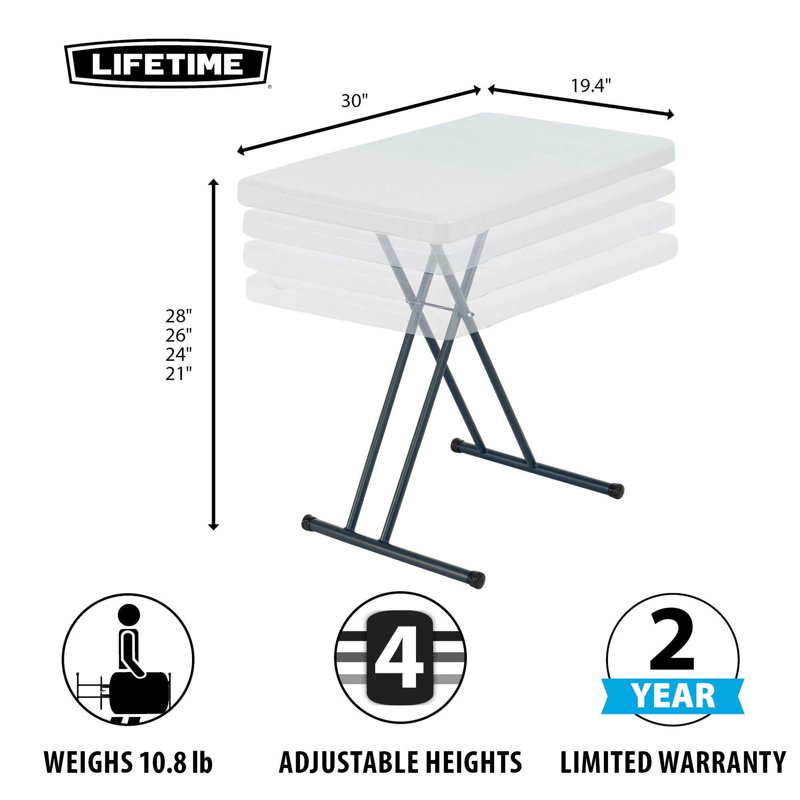 Table pliante rectangulaire 30", Blanc