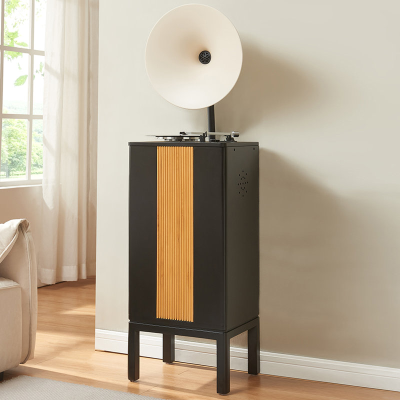 Black+White Rectangular Solid Wood+Copper Media Players