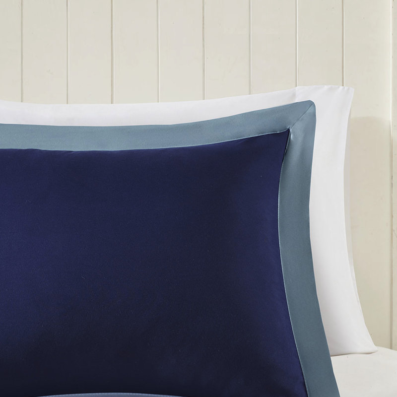 Édredon 3M avec très grandes taies décoratives réversibles et fermeture à glissière matelassée, Bleu marine/clair