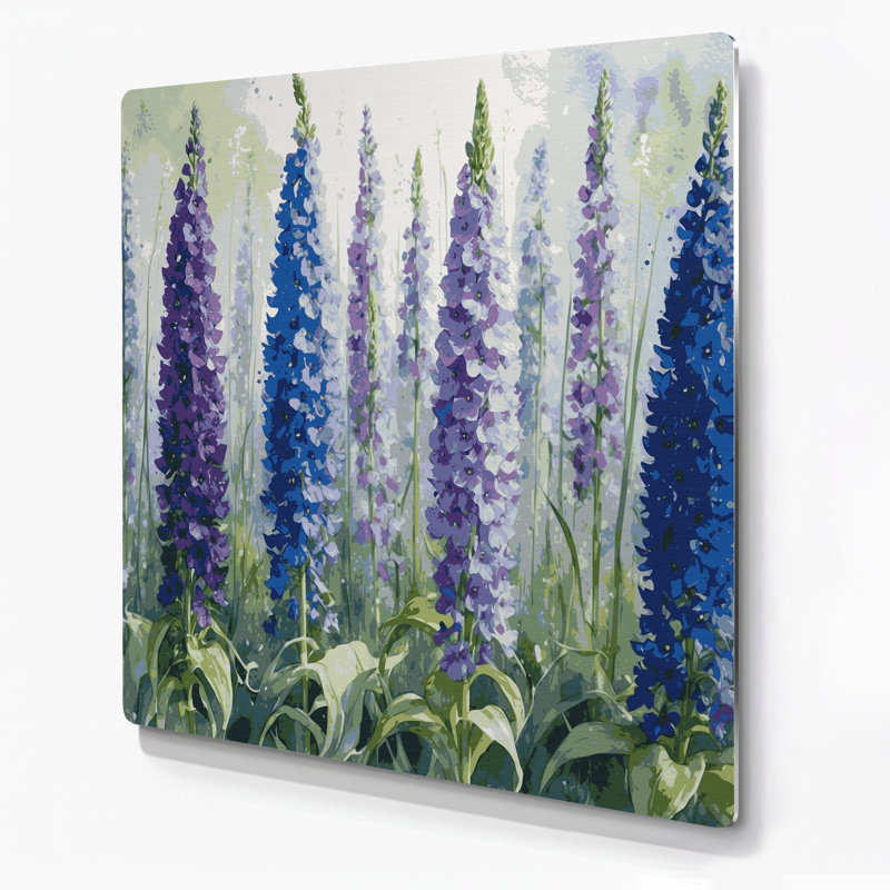 Art mural en métal Botanical Delphinium, H 32 po x l 32 po